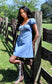 String Tie Puff Short Sleeves Denim Mini Dress