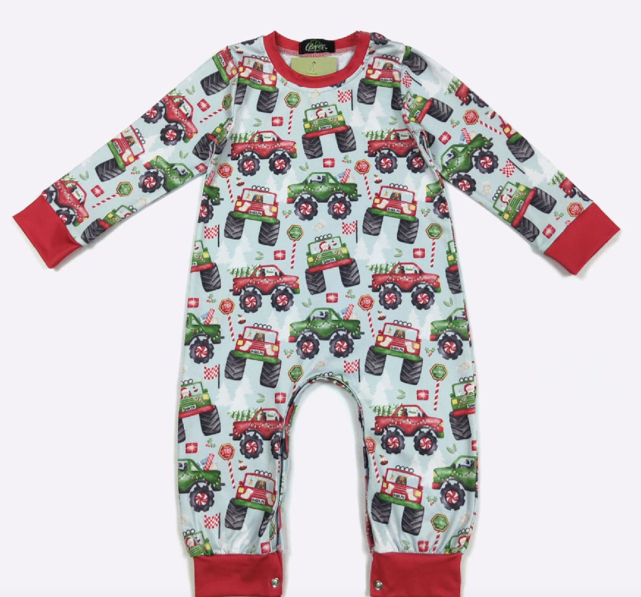 Little Boy Christmas monster truck onesie
