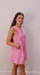 Mineral Wash Sleeveless Knot V Neck Pleated Denim Romper