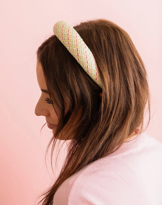 Lilly Pink & Blue Rattan Headband