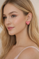 Pink Checkered Heart Stud Earrings