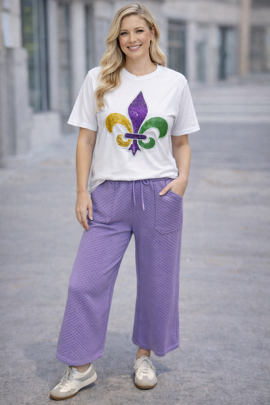 Purple Pants with Drawstring Waist & Pockets