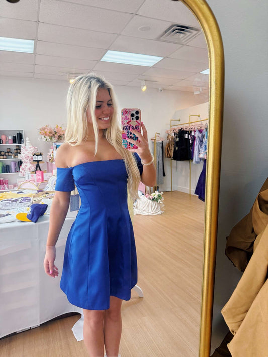 Blue Off The Shoulder Dress