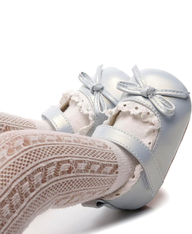 Blue Bow Lacy Infant Shoes