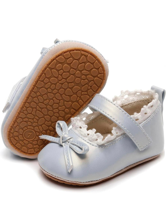 Blue Bow Lacy Infant Shoes