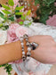 Pearl and silver heart bracelets