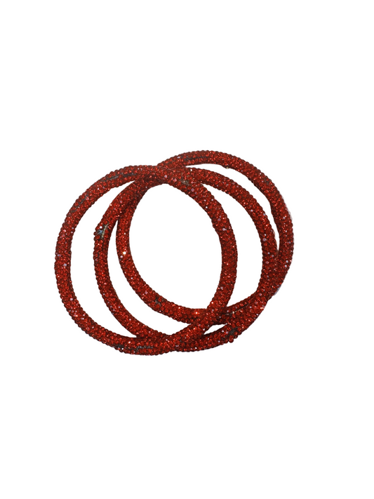 Red crystal bracelet stack