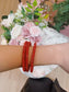 Red crystal bracelet stack