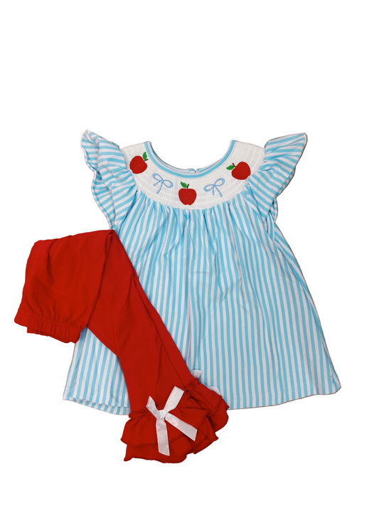 Smocked Apple & Bow Set