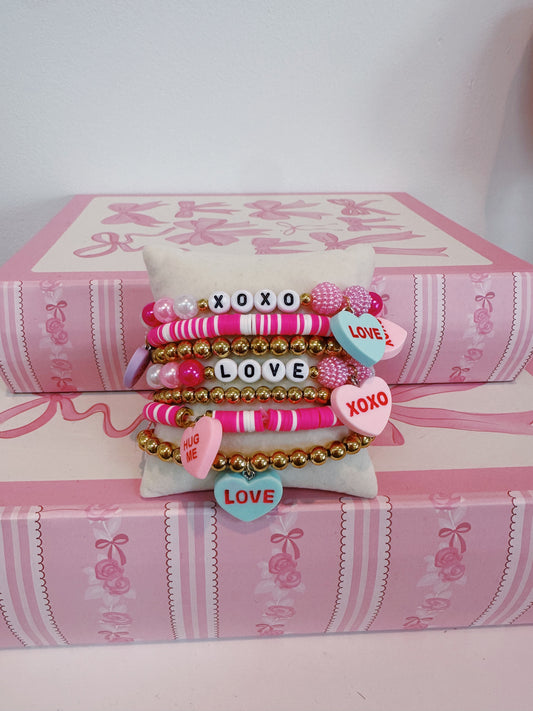 Valentine Candy Heart Bracelet Stack