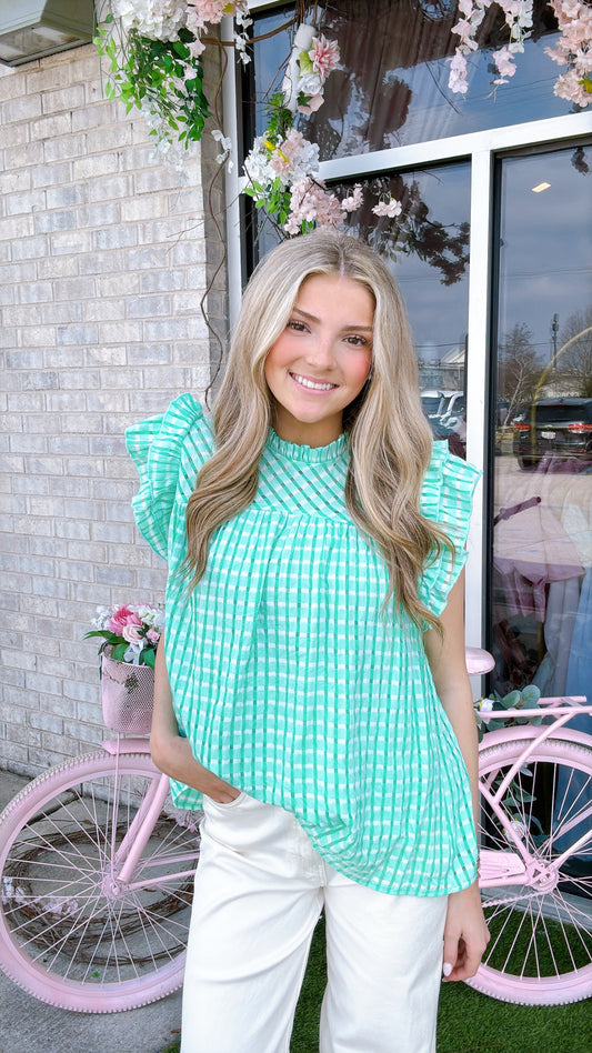 Mint Picnic Flutter Blouse