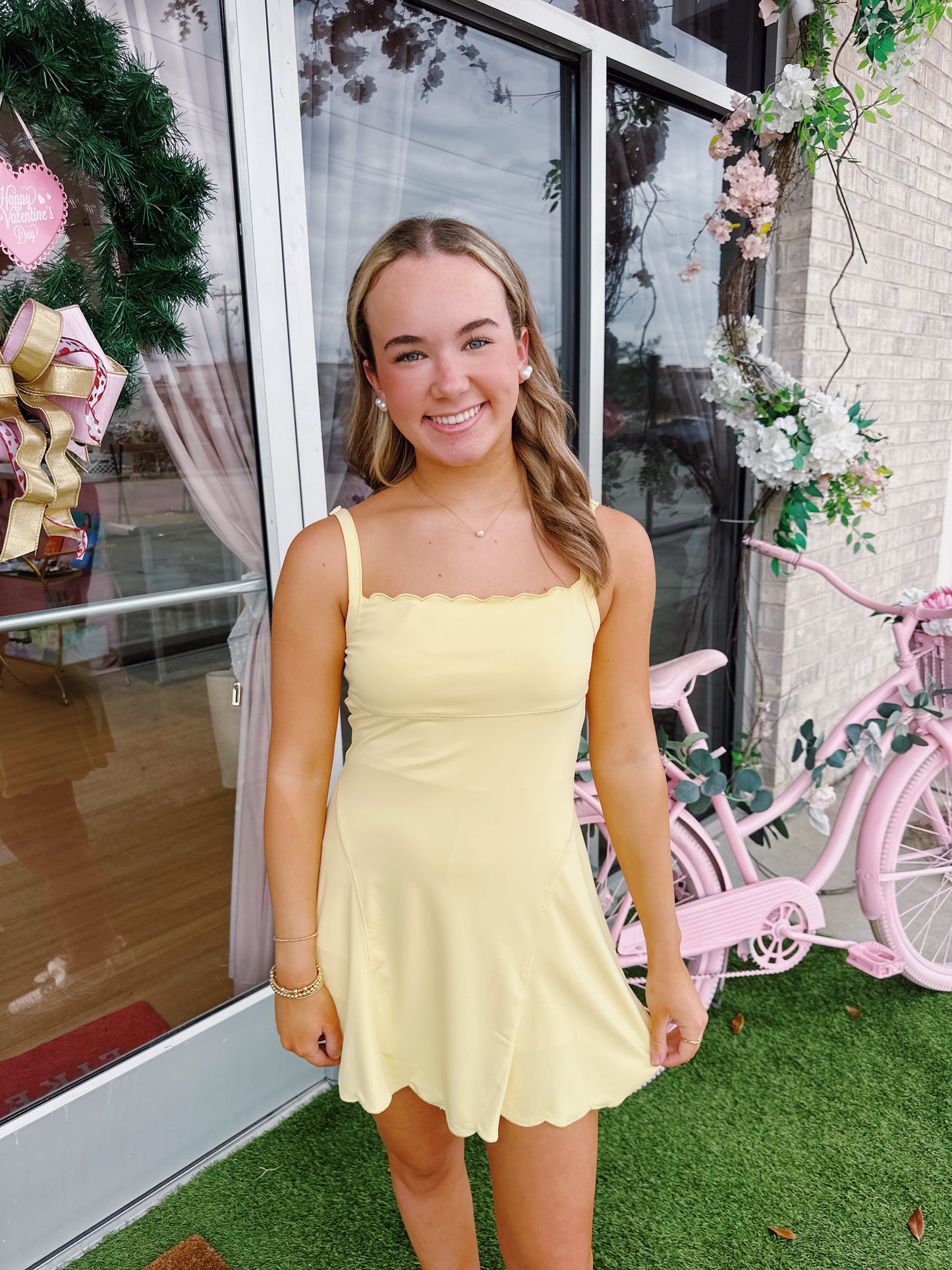 Yellow Scallop Edge Active Dress