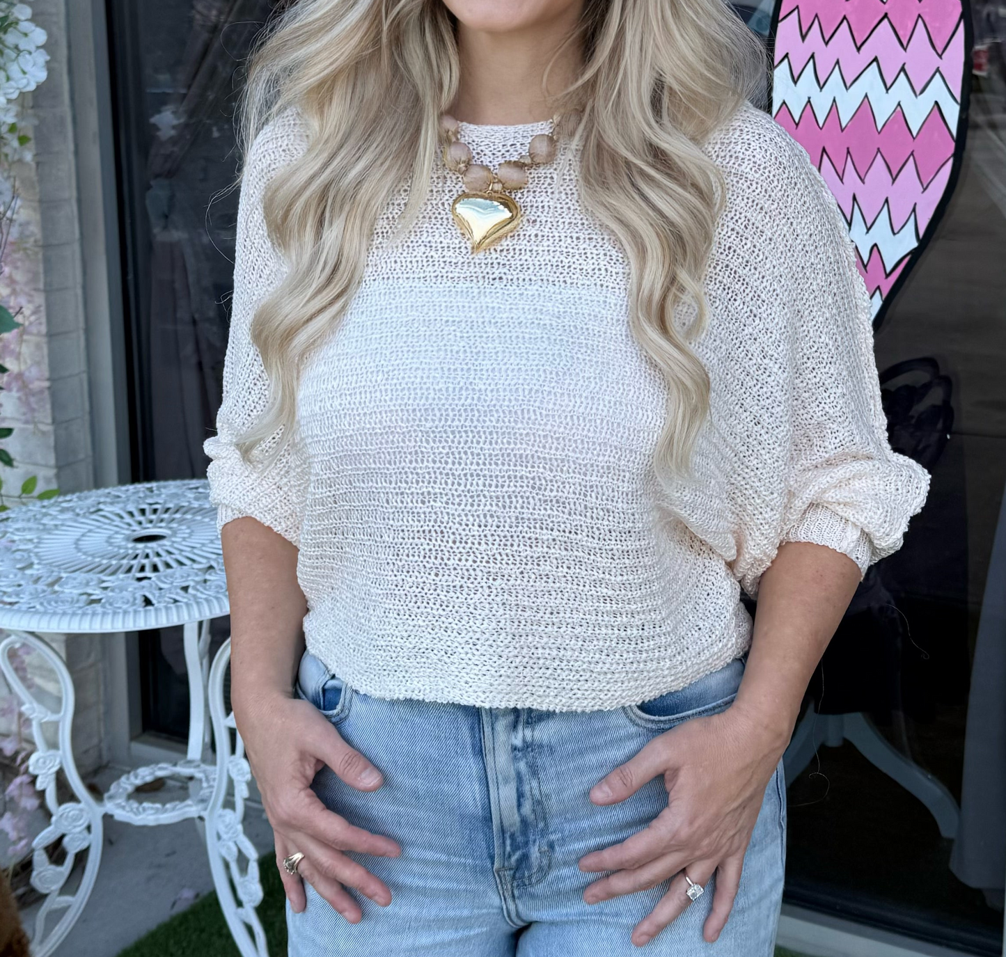 Open Knit Light Weight Pullover Sweater.