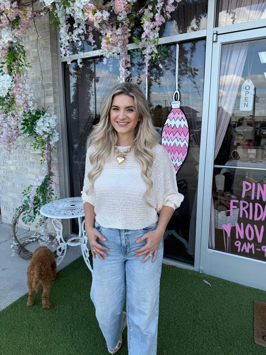 Open Knit Light Weight Pullover Sweater.