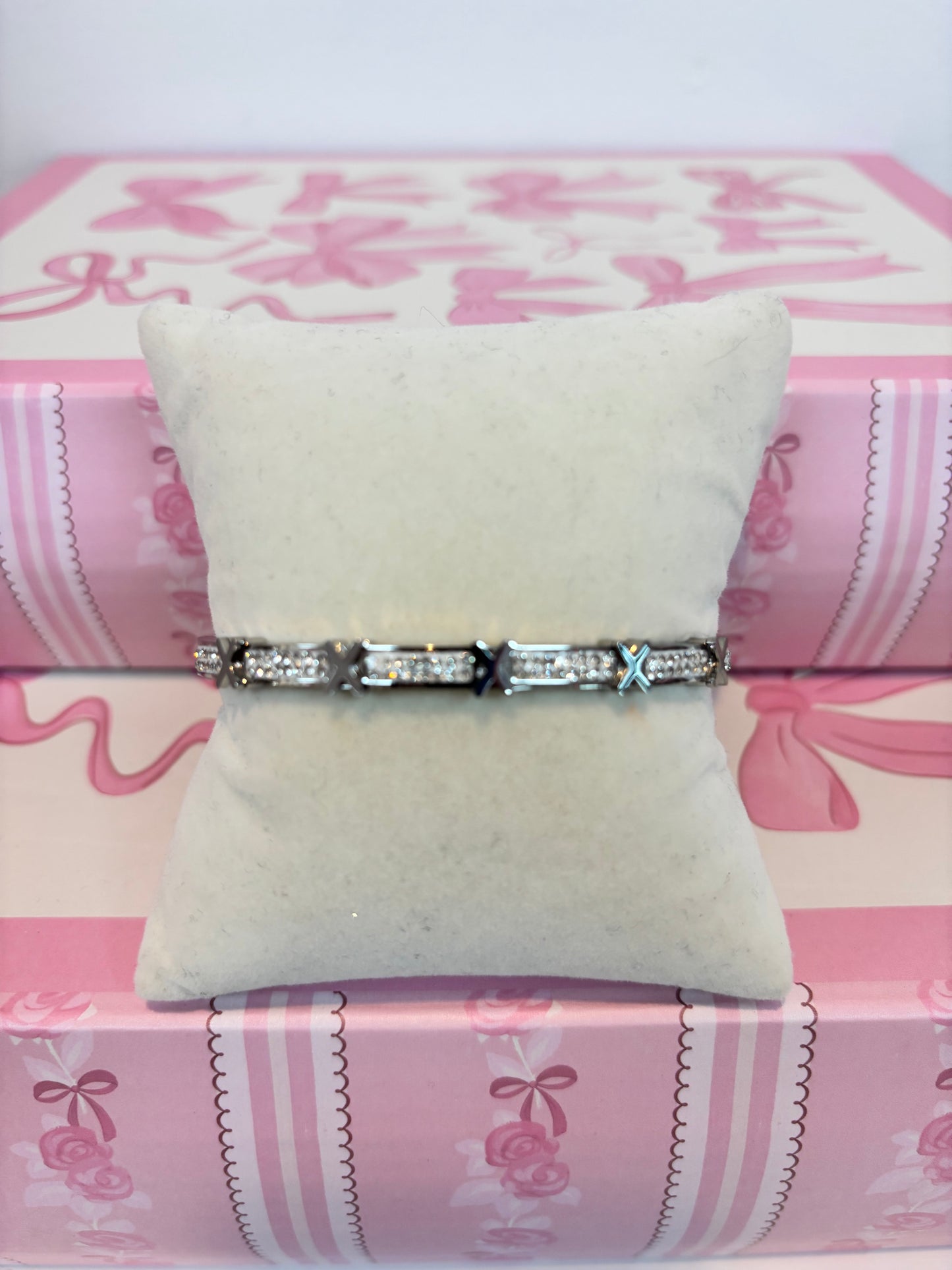 Silver Crystal X Link Bracelet