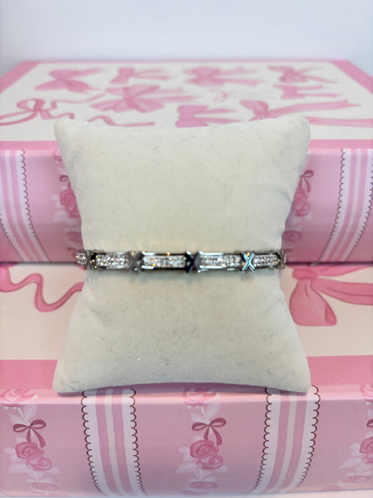 Silver Crystal X Link Bracelet