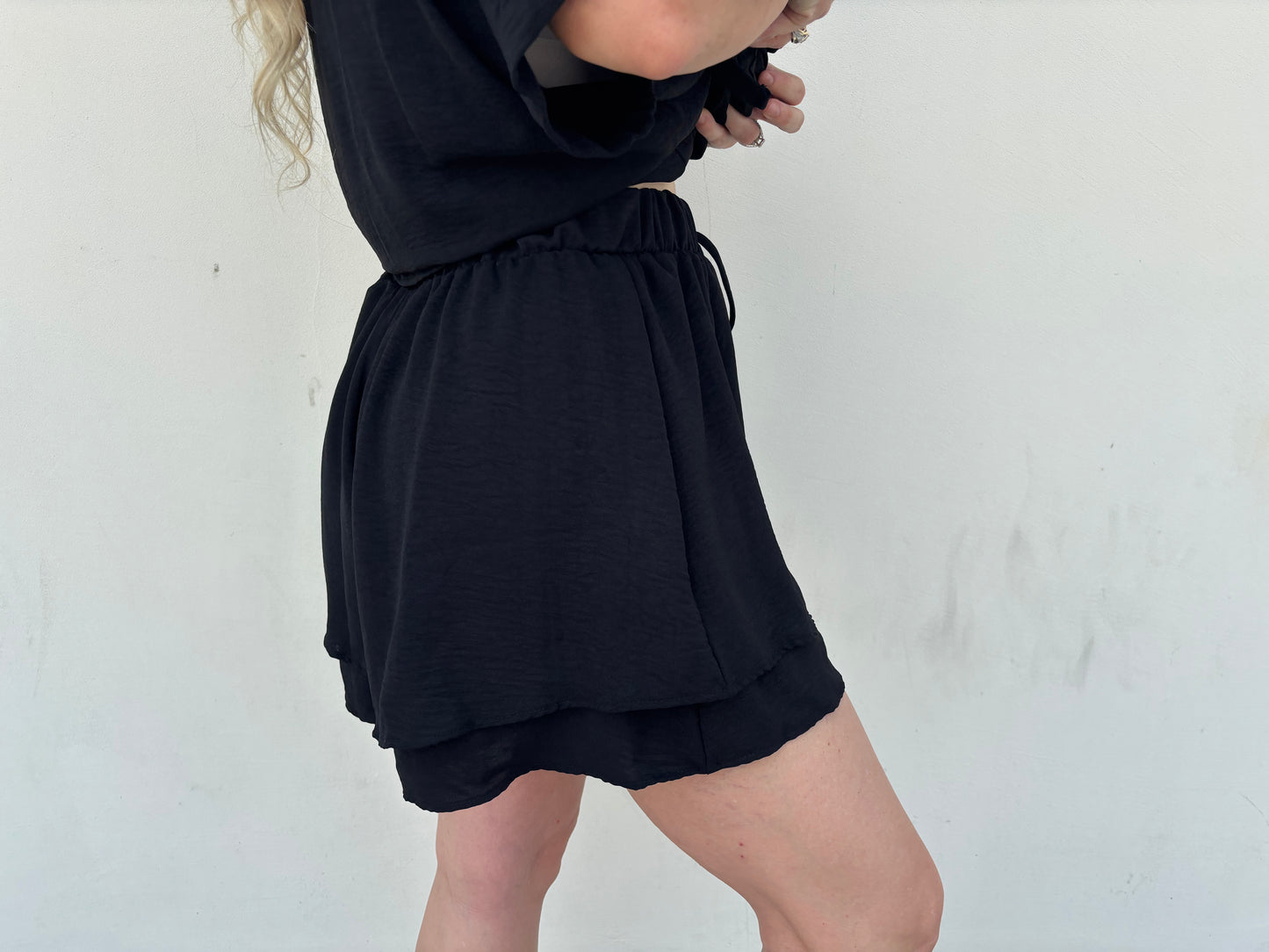 Black Double Layered Shorts