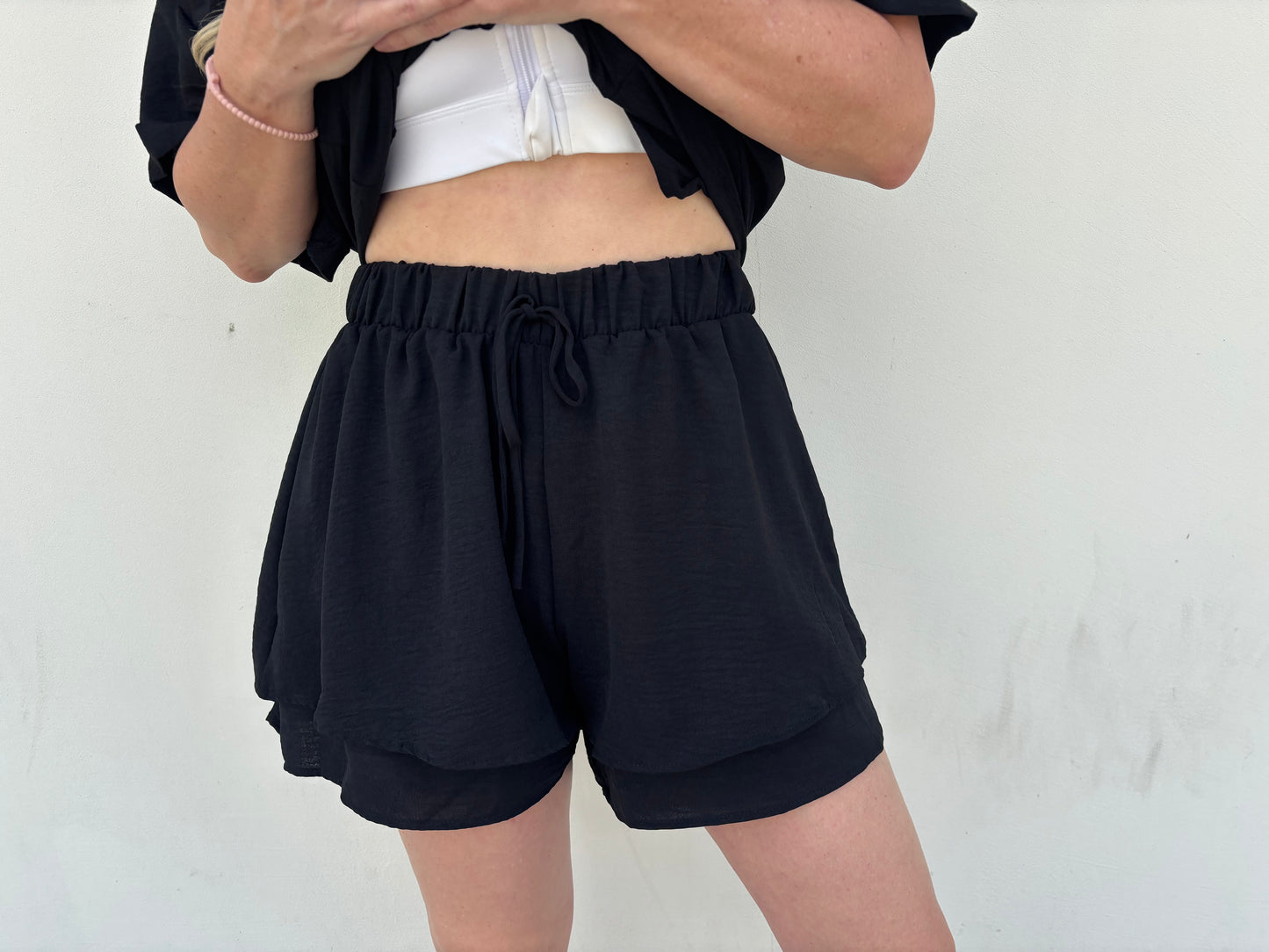 Black Double Layered Shorts