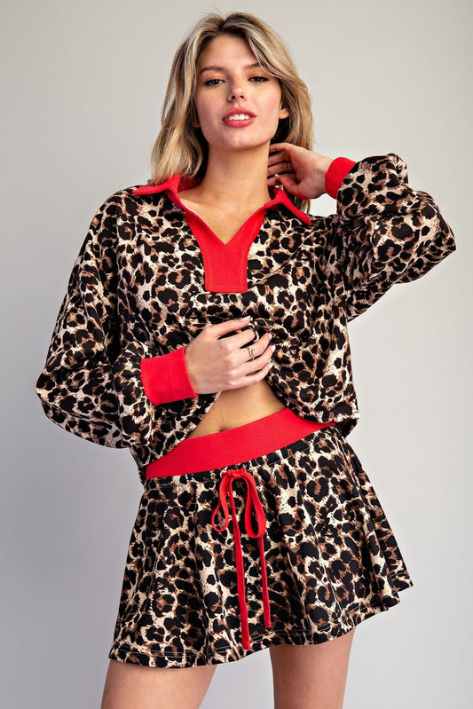 Leopard Cropped Pullover