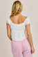 CAP SLEEVE SQUARE NECK PLEATED DETAIL OPEN TOP