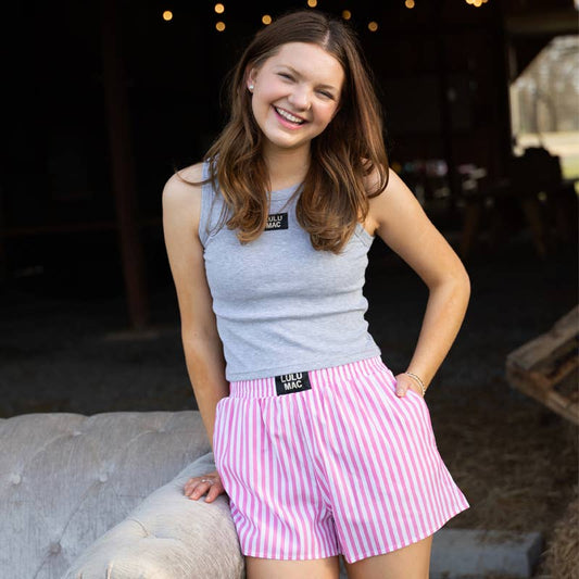 LULU MAC PINK STRIPED BOXER SHORT