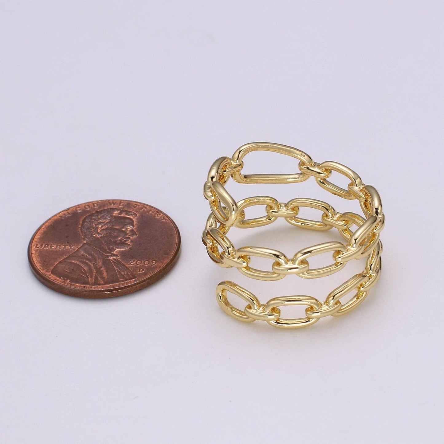14k Gold Filled Chain Ring, Gold Stacking Ring Chain