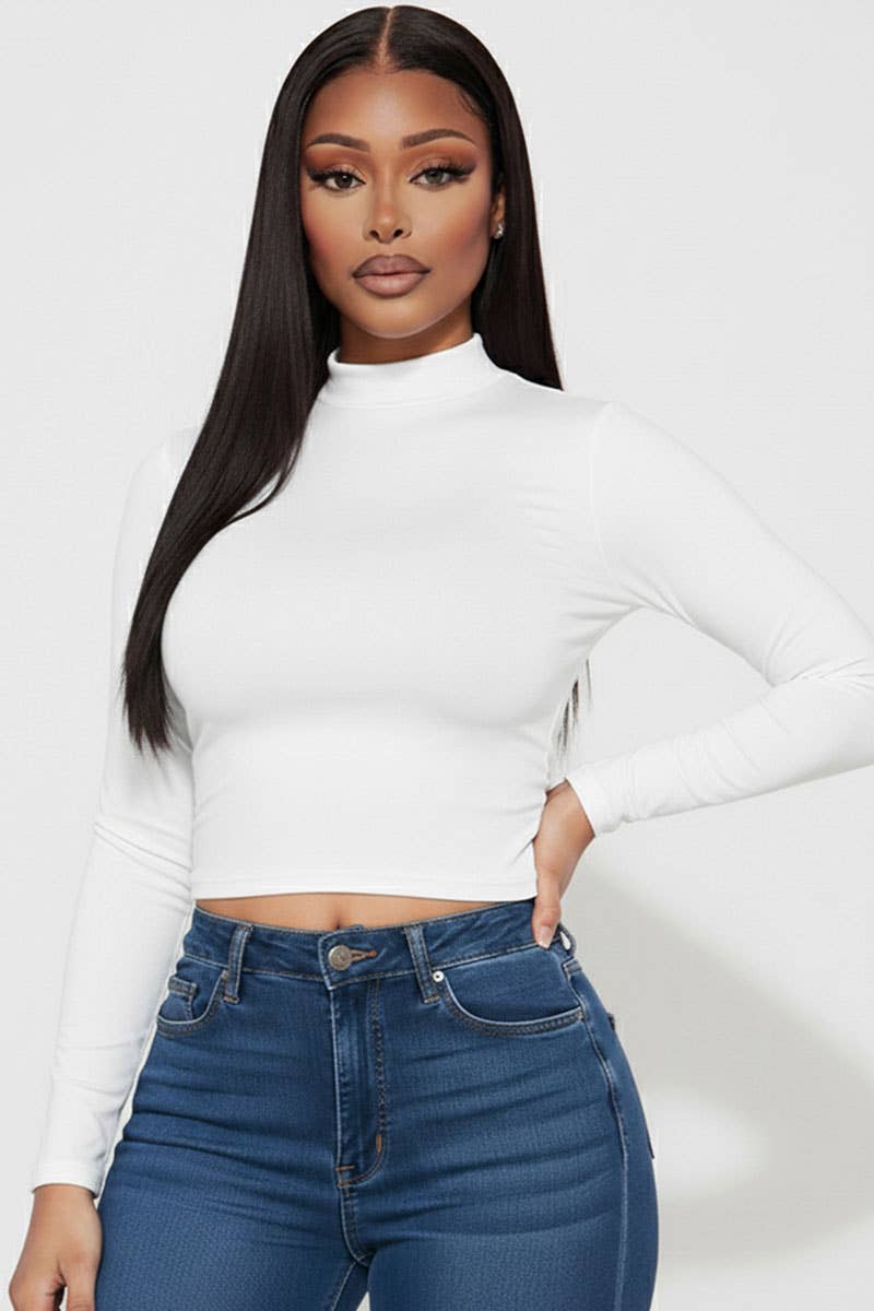Mock Neck Solid Top