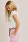CAP SLEEVE SQUARE NECK PLEATED DETAIL OPEN TOP