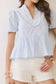 Printed Split Neck Peplum Puff Sleeve Top