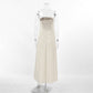 Khaki Casual Strapless Backless Maxi Dress