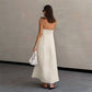 Khaki Casual Strapless Backless Maxi Dress