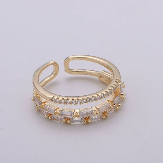 14K Gold Filled Baguette CZ Double Band Ring