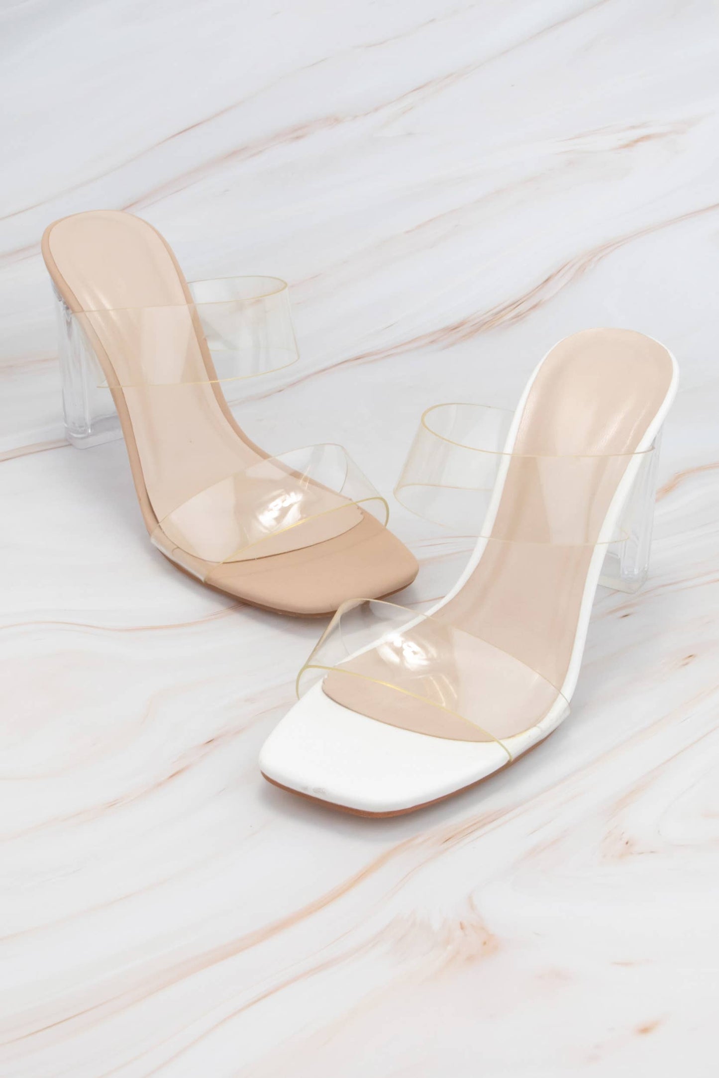 CLEAR DOUBLE STRAP TRANSPARENT HEELED SANDAL