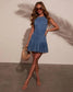 Sleeveless Pleated Denim Mini Dress