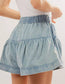 Ladies Solid Color Cotton Denim Shorts