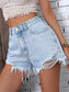 High-Waisted Distressed Denim Shorts