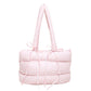 Striped Puffer Bow Knot Shoulder Handbag
