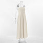 Khaki Casual Strapless Backless Maxi Dress