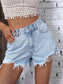 High-Waisted Distressed Denim Shorts
