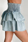Denim Pleated Mini Skirt