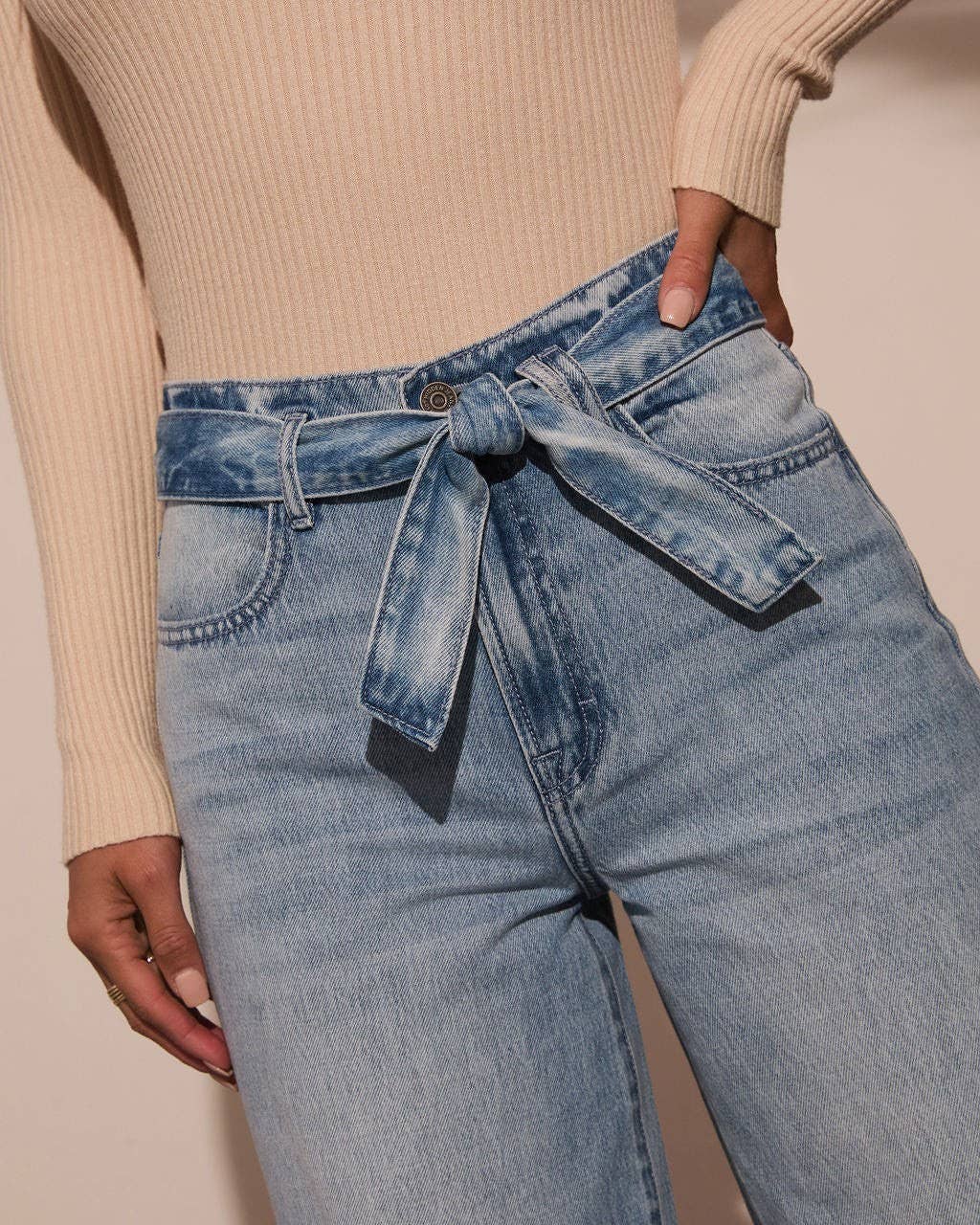 High Waist Tie-Waist Jeans