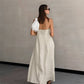 Khaki Casual Strapless Backless Maxi Dress