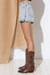 22241P - Crystal Mini Stud Washed Denim Shorts Side Slit