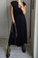 Pleated maxi flare swing dress Loose A-line tee dress
